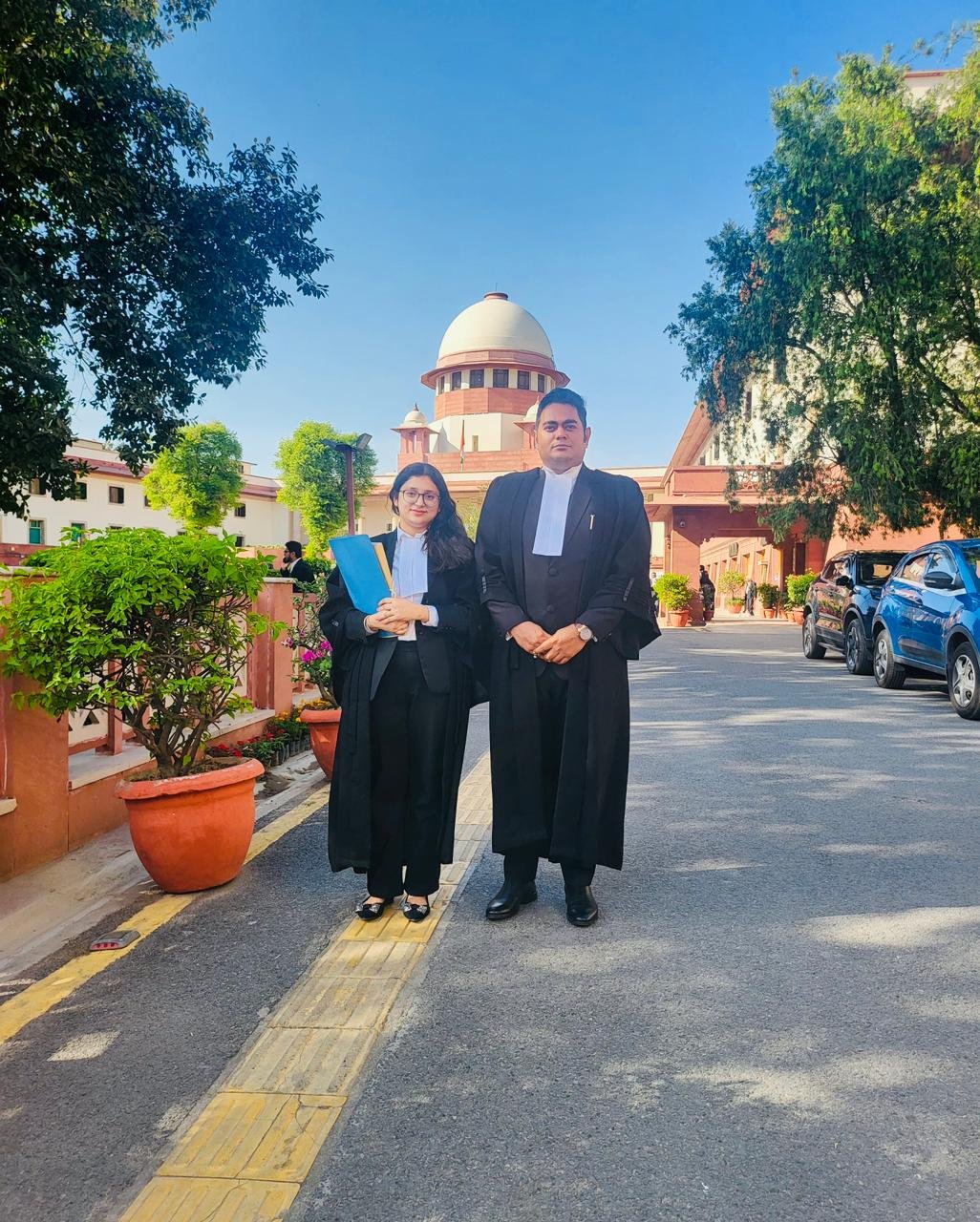 Advocates outside the Supreme Court